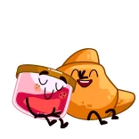 😊 comida, café da manhã, geleia, croissant, fofo, desenho animado, kawaii telegram sticker