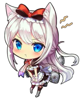 😾 anime, chibi, catgirl, cute, maid, manga telegram sticker