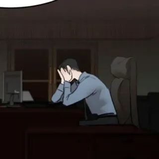 🧋 sad, stressed, frustrated, office, man, tired, desk, work telegram sticker
