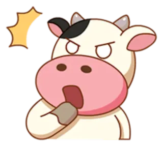 😯 krowa, zły, zaskoczony, kreskówka, zwierzę, ssak, naklejka telegram sticker
