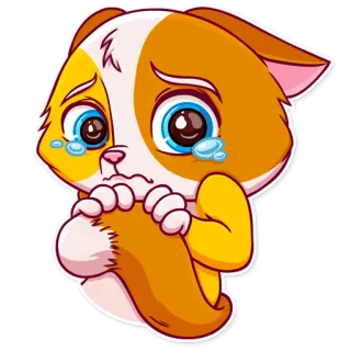 😢 gatto, gattino, triste, piangere, emozione, adesivo, cartone animato, animale domestico telegram sticker