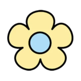 🌸 花, 黄色, 蓝色, 贴纸, 卡通, 简单 telegram sticker