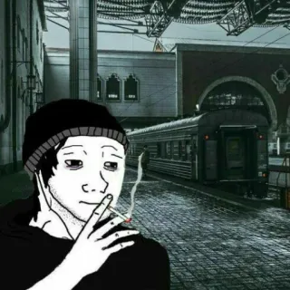😞 흡연, 기차역, wojak, 비니 telegram sticker