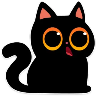 😧 Katze, Tier, Aufkleber, schwarze Katze, niedlich, Cartoon telegram sticker