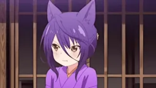 😐 Anime, Katmeisje, Kemonomimi, Schattig, Paars haar, Kawaii whatsapp sticker