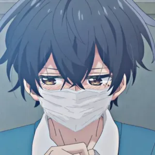 😷 garçon animé, masque, mignon, rougissant, dessin animé telegram sticker