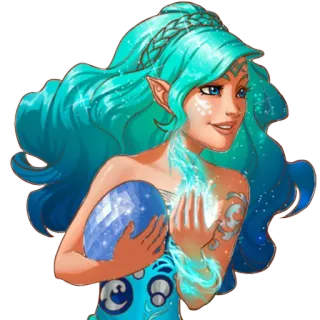 😁 Elf, Fantasy, Magier, Magie, Blau, Frau, Fee whatsapp sticker