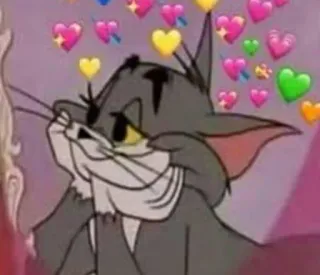 💛 Tom Cat tom và jerry, phim hoạt hình, mèo, trái tim, tình yêu, tình cảm, dễ thương telegram sticker
