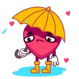 ☔️ coeur, triste, pluie, parapluie, dessin animé, amour, émotions, mélancolie telegram sticker