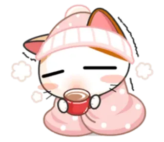 ☕ chat, hiver, froid, boisson, mignon, dessin animé whatsapp sticker