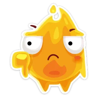 👎 Emoji, Tidak suka, Jempol ke bawah, Kuning, Kartun whatsapp sticker
