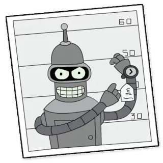 🕛 Bender Futurama robot, cartone animato, Futurama, crimine, ricercato telegram sticker