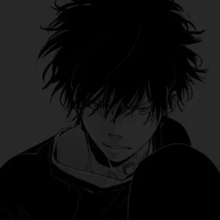 🌟 Anime, Männlich, Dunkel, Monochrom, Porträt, Charakter telegram sticker