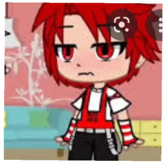 🥰 Animé, Dessin animé, Personnage, Rouge, Gacha telegram sticker