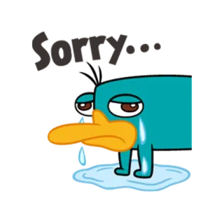 😢 Perry the Platypus Phineas and Ferb cartone animato, piangendo, triste, ornitorinco, Perry telegram sticker