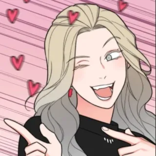 ❤️ femme, coeurs, clin d'oeil, dessin animé, cheveux blonds, souriant whatsapp sticker