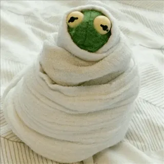 🐸 Kermit Kermit the Frog, frog, puppet, towel, cute, wrapped, plush toy telegram sticker