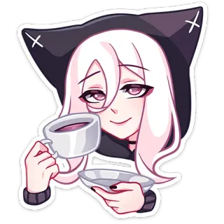 ☕️ Аниме, Девушка, Чай, Каваий, Милый, Чиби, Стикер telegram sticker