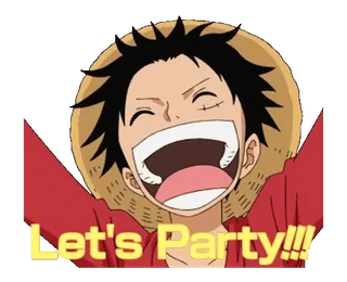 🎉 Monkey D. Luffy One Piece Let's Party!!! Anime, One Piece, Monkey D. Luffy, Pesta, Perayaan telegram sticker