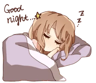 👩 Good night... Ts... Anime, Schlafend, Gute Nacht, Kawaii telegram sticker