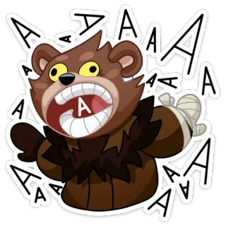 😲 AAAAA Cartoon, Bär, Monster, Horror, Schreien, Wut, AAA telegram sticker