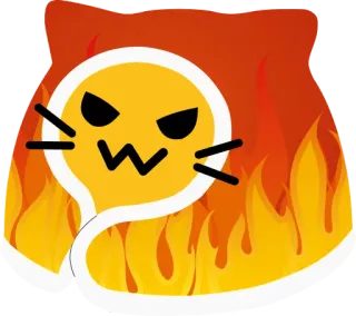 😈 Katze, wütend, Feuer, Cartoon, Emoji telegram sticker