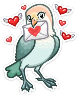 😘 oiseau, amour, cœur, Saint-Valentin, lettre, mignon whatsapp sticker