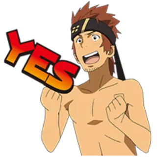 💪 YES Anime, Man, Enthousiast, Bevestigend telegram sticker