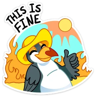 🌤 THIS IS FINE meme, this is fine, dog, fire, cartoon, humor telegram sticker