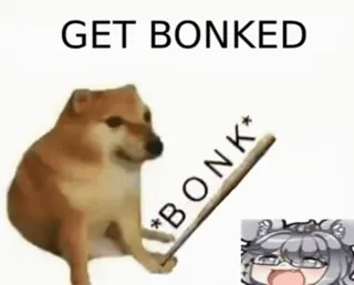 😡 GET BONKED Mem, Doge, Bonk, Pies, Mem internetowy, Śmieszne telegram sticker