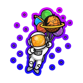 😗 宇航员, 太空, 行星, 气球, 卡通, 太空旅行, 星星 telegram sticker