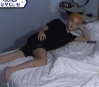 ❔ 잠 못 드는 밤 person, lying, bed, indoors, sleep, korea telegram sticker