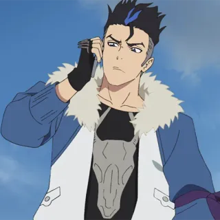 🔮 anime, hombre, pelo azul, personaje, dibujo animado telegram sticker