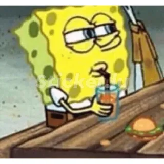🟨 Spongebob Spongebob, cartoon, beverage, funny, meme telegram sticker