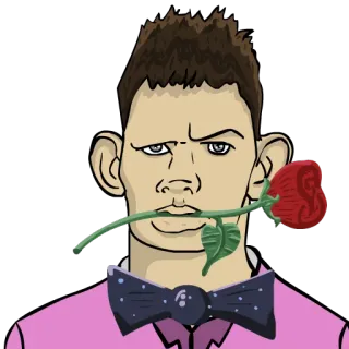 🌹 rose, man, cartoon, bow tie, romantic, love telegram sticker