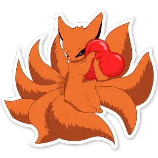 ❤️ Kurama Naruto Kurama, nine tails, fox, Naruto, anime, manga, cute, red telegram sticker