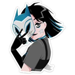 😏 anime, mask, girl, cartoon, digital art, sticker, goth, emo telegram sticker