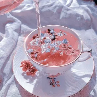 ✨ tee, blumen, getränk, tasse, blumenmuster, getränk, erfrischung telegram sticker