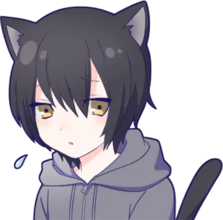 😧 Anime, Neko, Catboy, Kawaii, Lindo, Manga, Ilustración telegram sticker