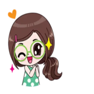 👏 desenho animado, menina, fofa, kawaii, óculos, anime, adesivo telegram sticker