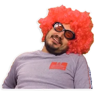 🙃 Mann, Perücke, rote Haare, Sonnenbrille, lächelnd telegram sticker