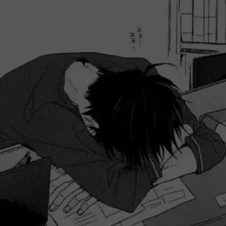 📎 zz... Anime, Mangá, Sono, Cansado, Mesa, Estudante telegram sticker