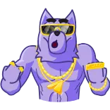 😎 wolf, gangster, gold, bling, anthropomorphic, cartoon telegram sticker