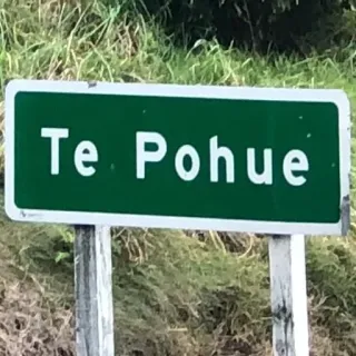 🛑 Te Pohue panneau, Te Pohue, ville, lieu, bord de route telegram sticker