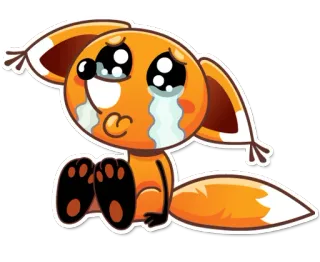 😭 renard, pleurs, triste, animal, orange, kawaii telegram sticker