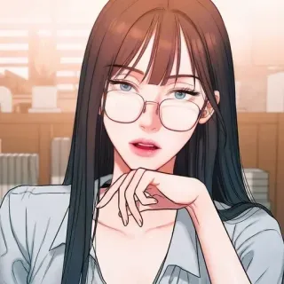🥀 mujer, gafas, chica, anime, manga, dibujos animados telegram sticker