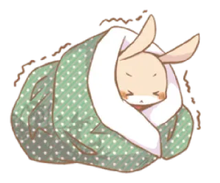 😦 królik, króliczek, koc, słodki, kawaii, śpiący whatsapp sticker