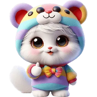👍 만화, 동물, 귀여운, 무지개, 손가락 제스처 telegram sticker