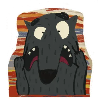 😱 wilk, środkowy palec, obraźliwe, niegrzeczne, kreskówka, zwierzę, gest telegram sticker