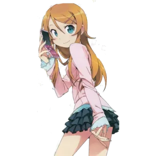 📱 anime, chica, dibujos animados, teléfono, sonriendo telegram sticker